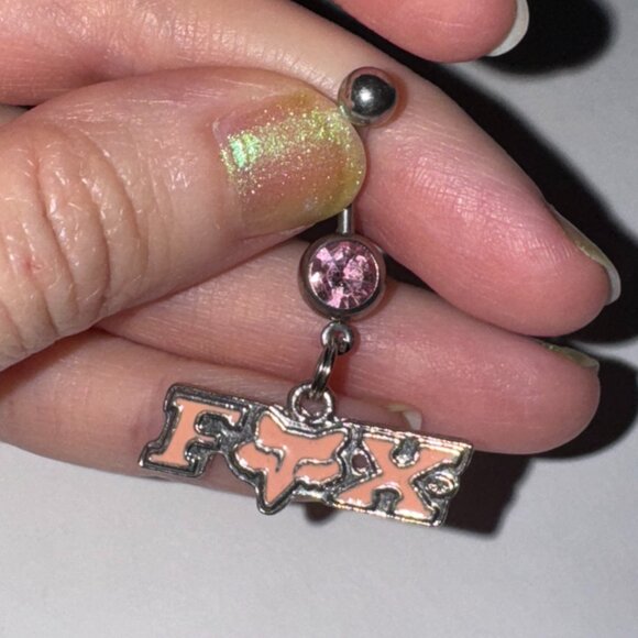 Pink Fox Dangle Belly Ring - Picture 10 of 12